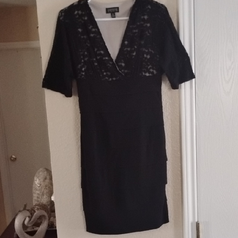 Enfocus Studio Black Lace Midi Dress